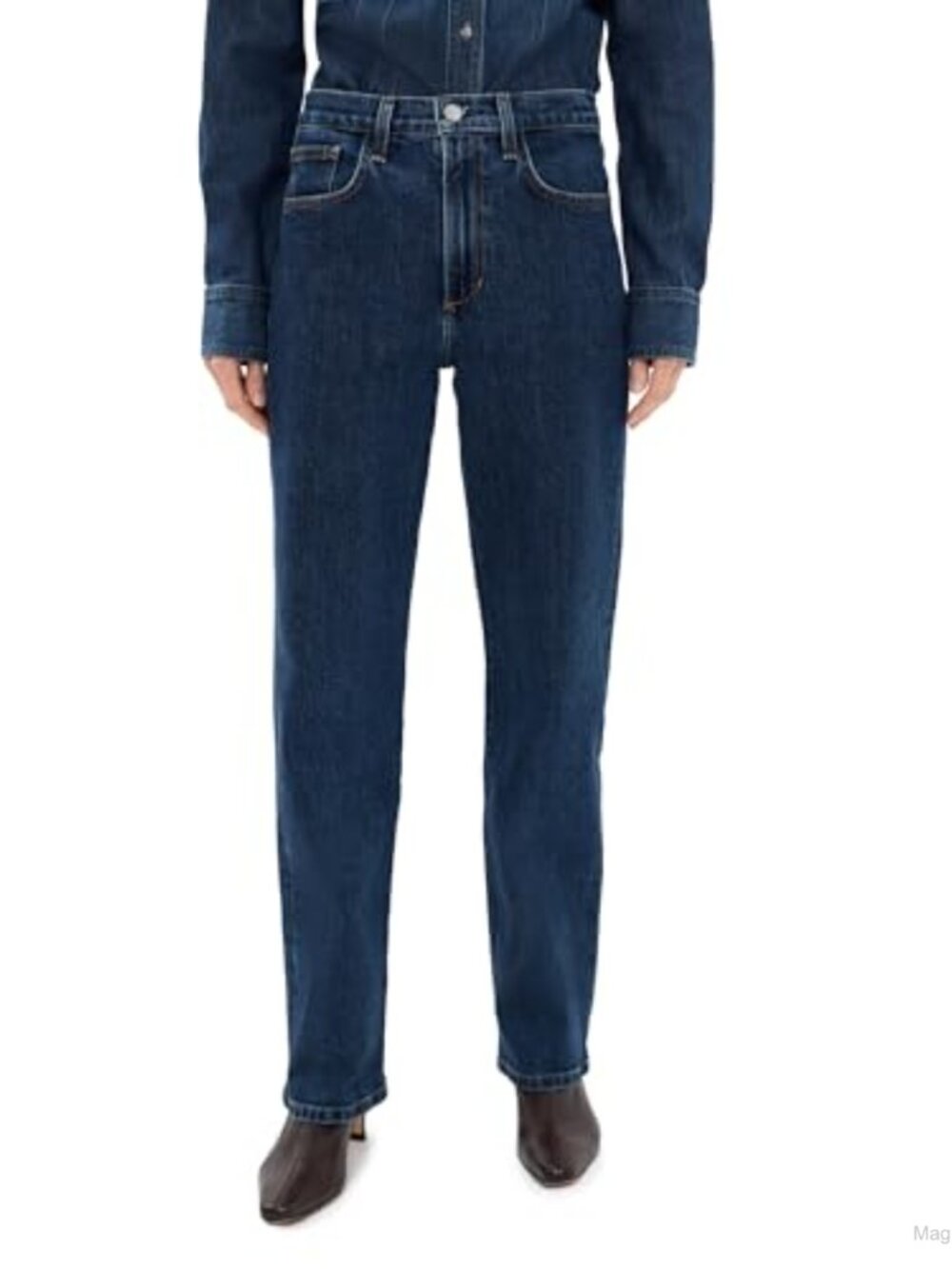 High Rise Straight Leg Petite Jeans Cotton Lyocell Elastane Denim
